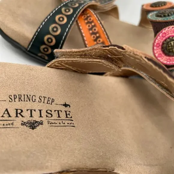 L'Artiste by Spring Step Glendora women’s leather slide sandals shoes. - Picture 8 of 9